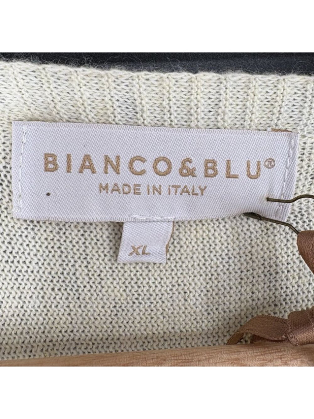 NWT Bianco & Blu Cashmere Silk Wool Blend Boat Neck Sweater Yellow XL Italy - Picture 5 of 8